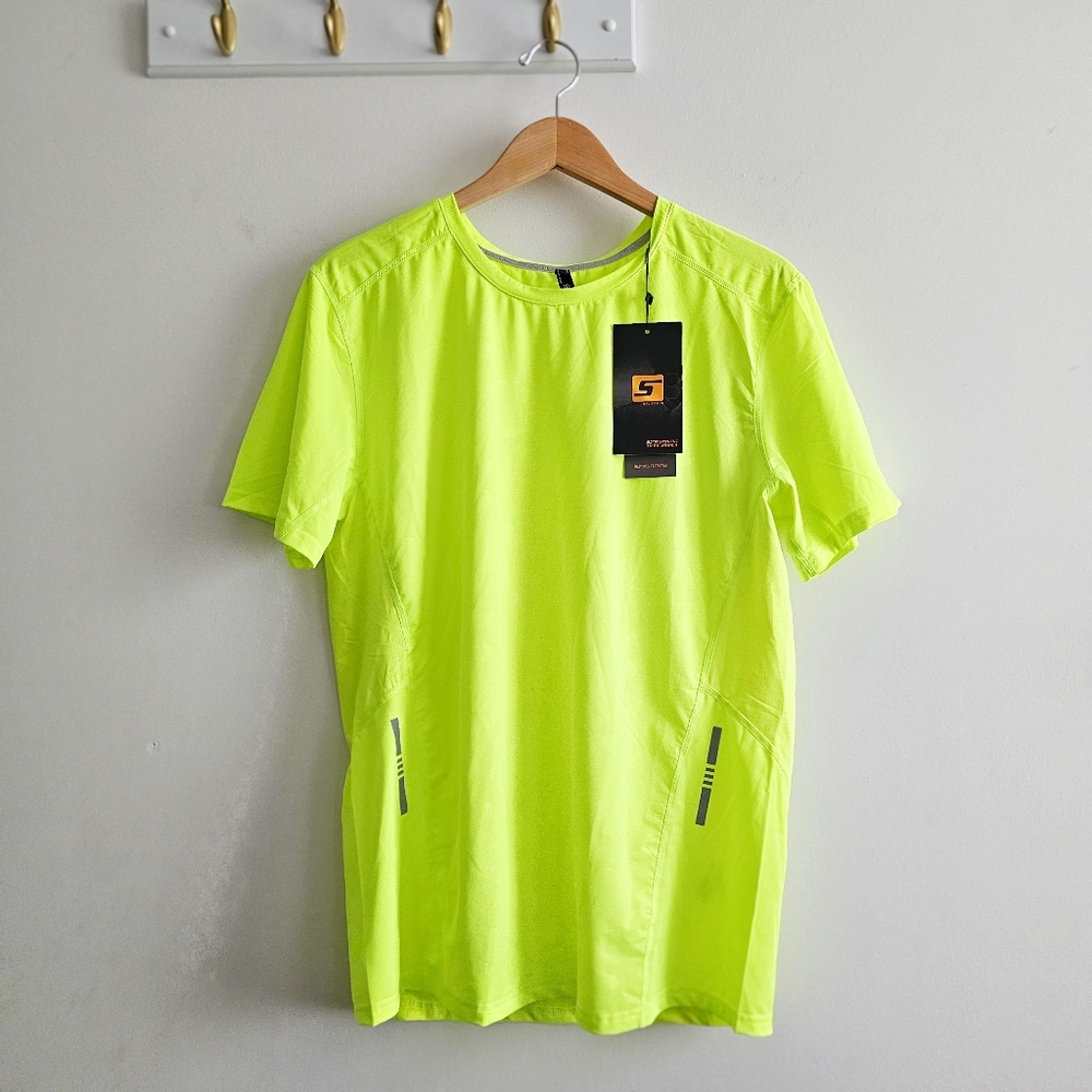 NWT SPT SY Running Neon Green Reflective Performance Running Tee Men’s 3XL